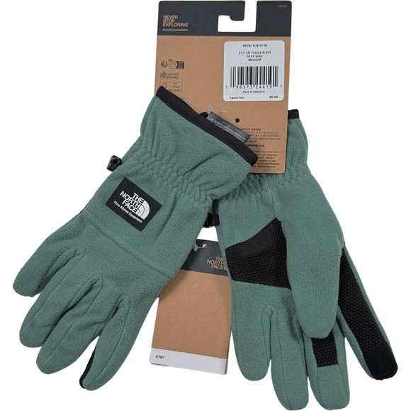 The North Face eTip Fleece Gloves - NWT Mens Large Medium Dark Sage - #48502-D3 - Picture 1 of 1